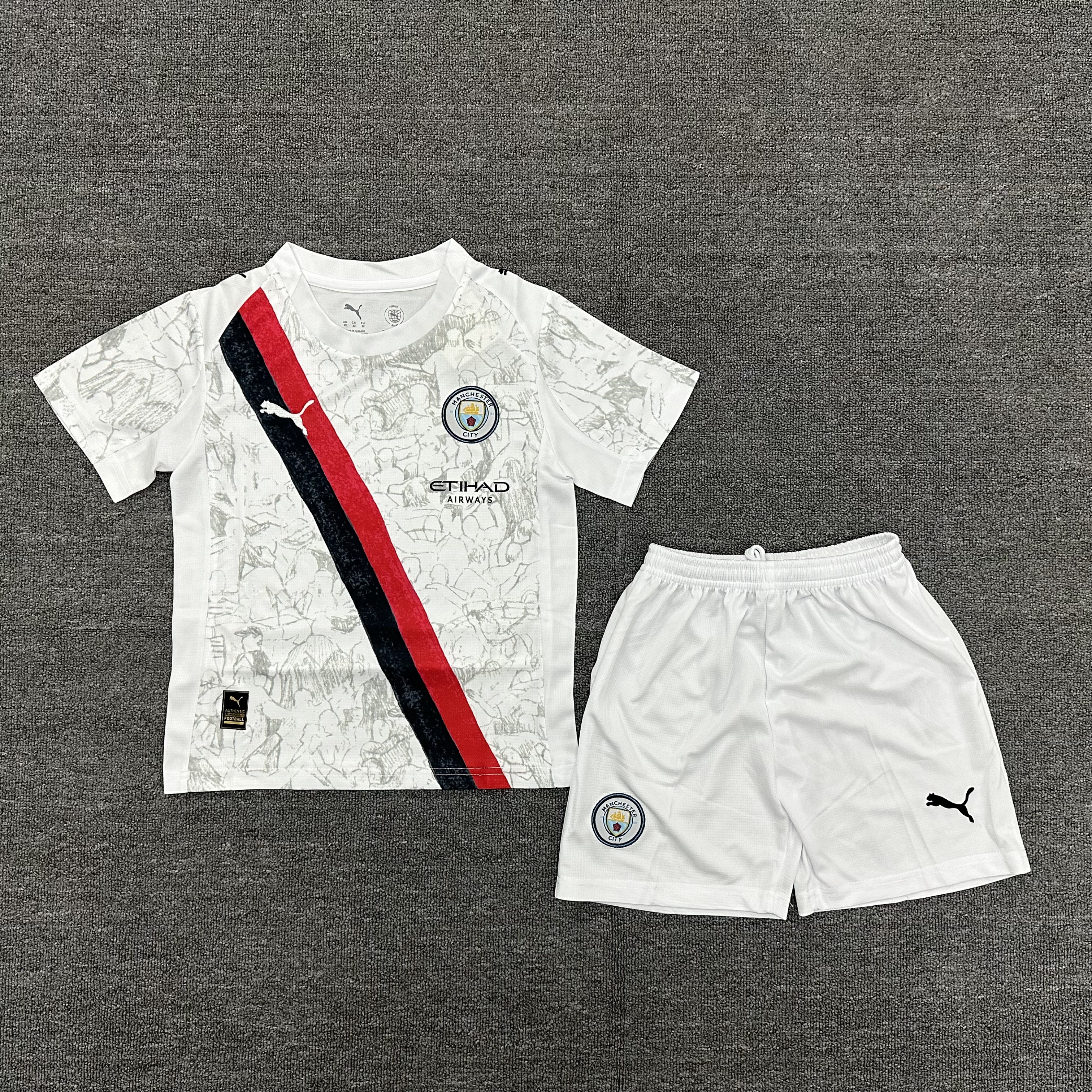 25-26 MCI away Kids Suit  1:1 Thai Quality Football Kit