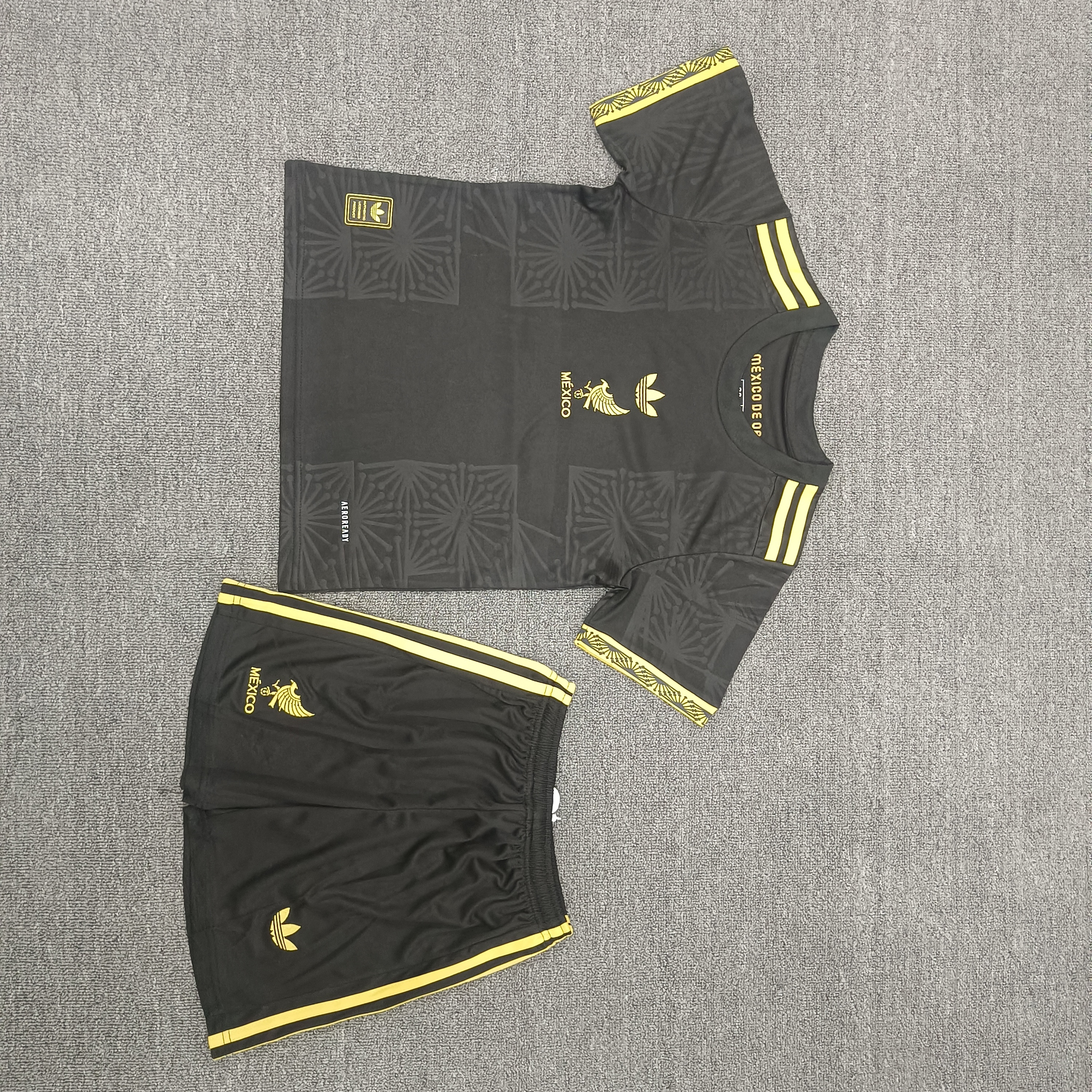 25-26 Mexico black special Kids Suit  1:1 Thai Quality Football Kit