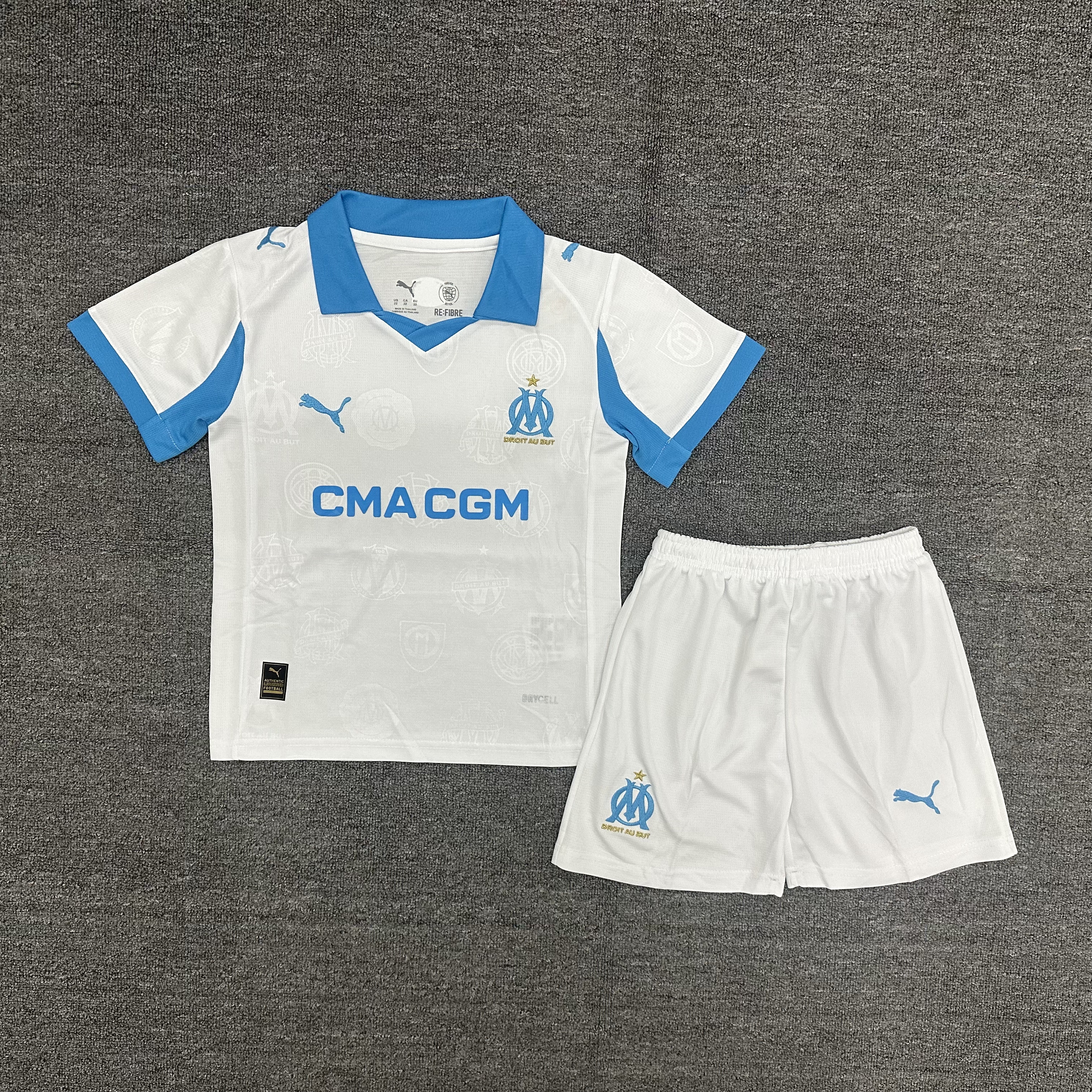 25-26 Olympique Marseille Home Kids Suit  1:1 Thai Quality Football Kit