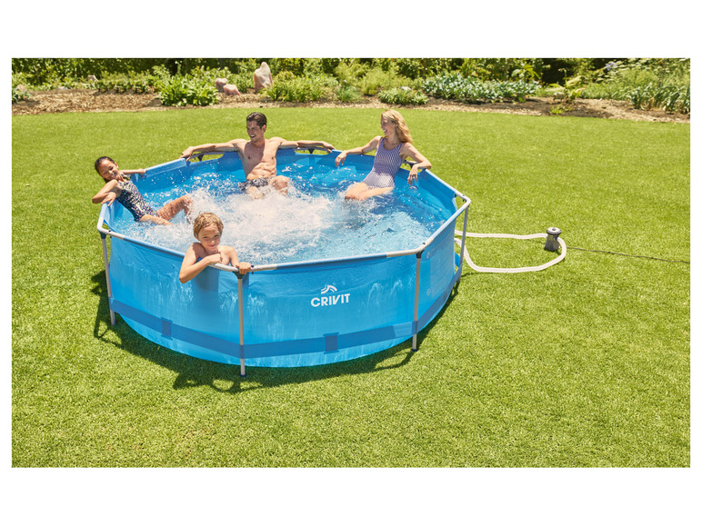 CRIVIT Metal-Frame-Pool, Ø 300 x H 76 cm, inkl. Filterpumpe