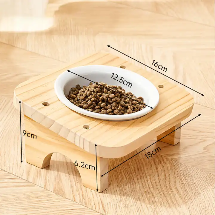 Wholesale Wooden Ceramic Detachable Cat Dog Bowl Elevated