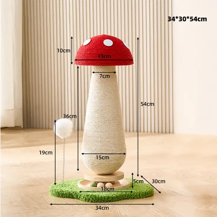 Manufacturer Wholesale Sisal Carrot Mushroom Design Wooden Turntable Toy Cat Scratcher Post