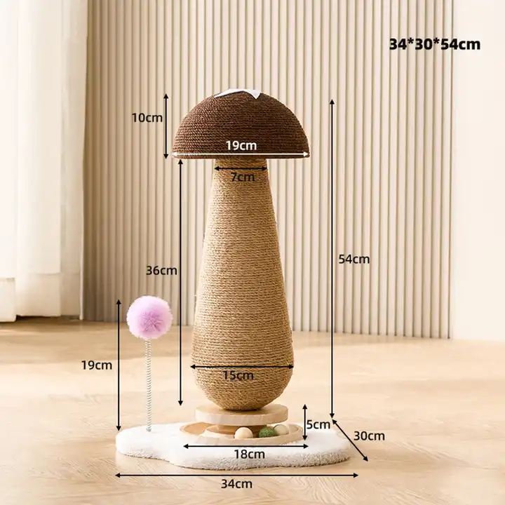 Manufacturer Wholesale Sisal Carrot Mushroom Design Wooden Turntable Toy Cat Scratcher Post