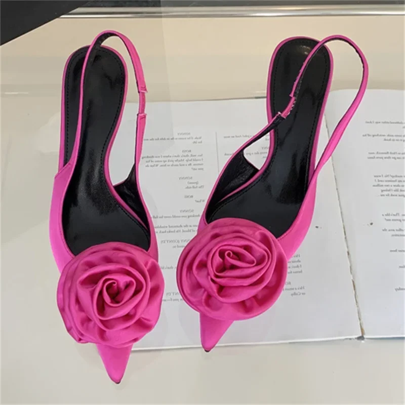 Eilyken Silk Slingback Floral Heels - Pointed Toe Pumps