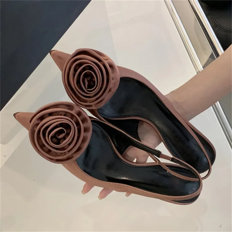 Eilyken Silk Slingback Floral Heels - Pointed Toe Pumps
