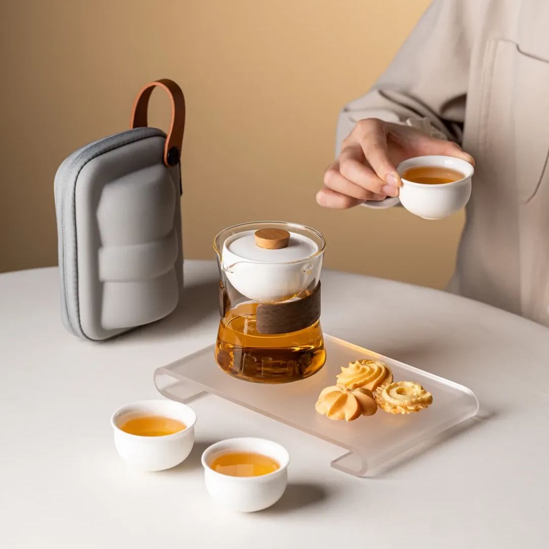 Summer SALE“Vortex Kit” - Heat-Resistant Glass Handled Teapot with Rotating Strainer Travel Set