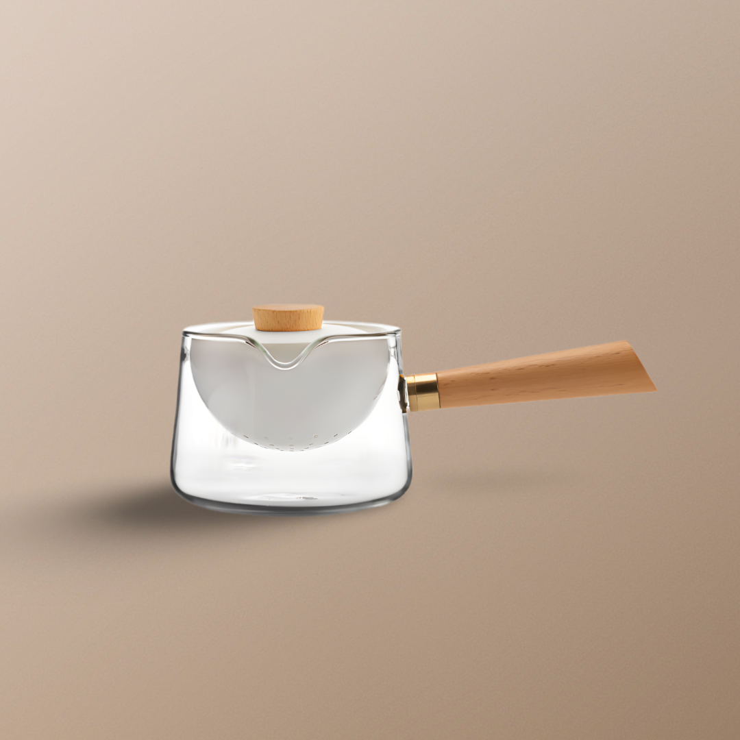 Summer SALE“Vortex Classic” - Heat-Resistant Glass Handled Teapot with Rotating Strainer