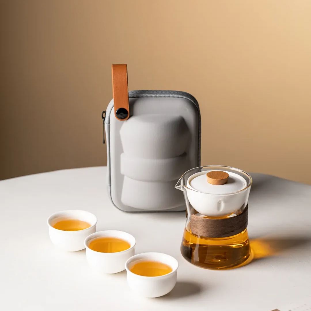 Summer SALE“Vortex Kit” - Heat-Resistant Glass Handled Teapot with Rotating Strainer Travel Set
