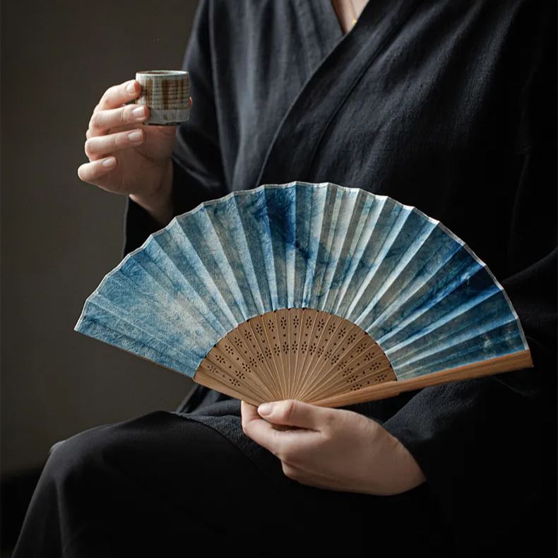 Summer SALE“Deep Ocean” - Antique Style Handmade Folding Fan
