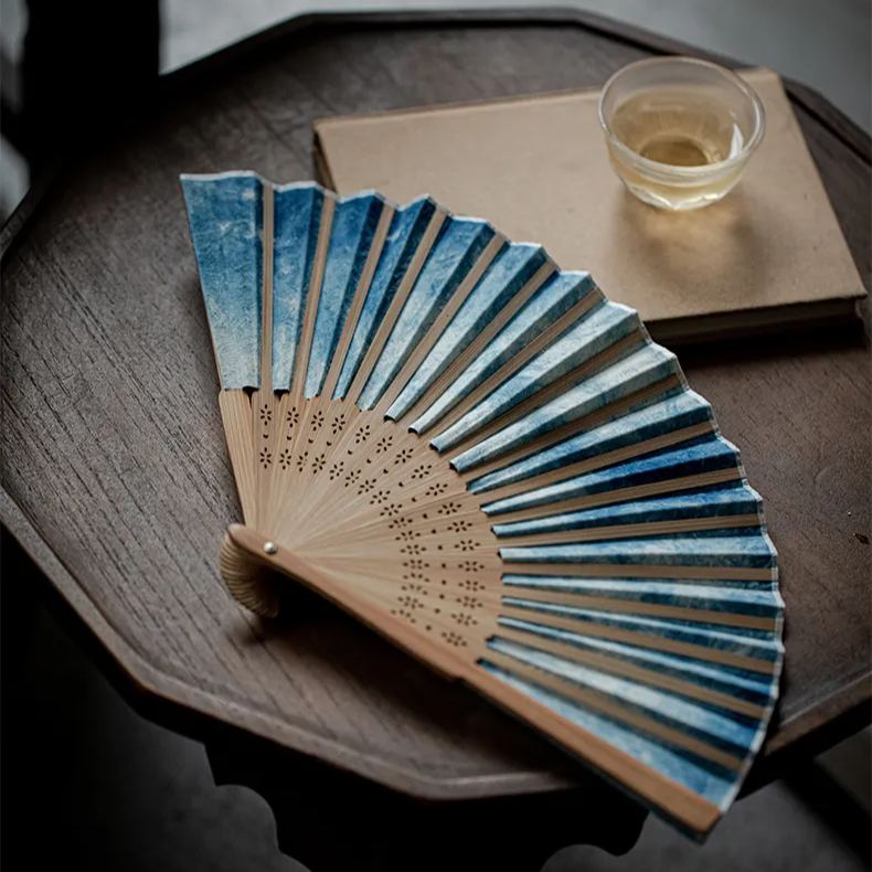 Summer SALE“Deep Ocean” - Antique Style Handmade Folding Fan