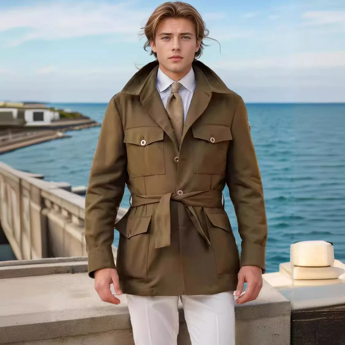 Long Slim Thin Large Size Trench Coat