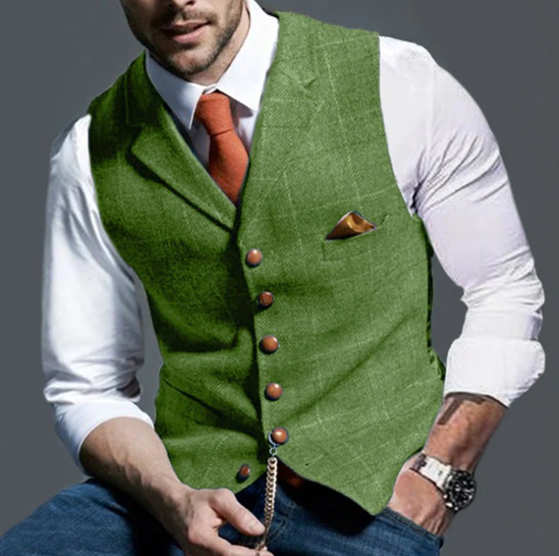 Men's Casual Plaid Vest Men's Slim Fit Vest