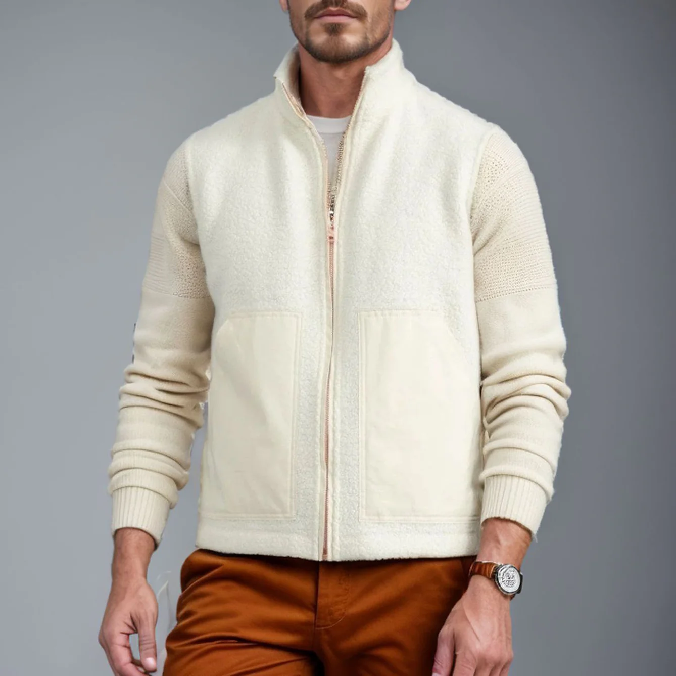 Casual waistcoat with big pockets in lambswool