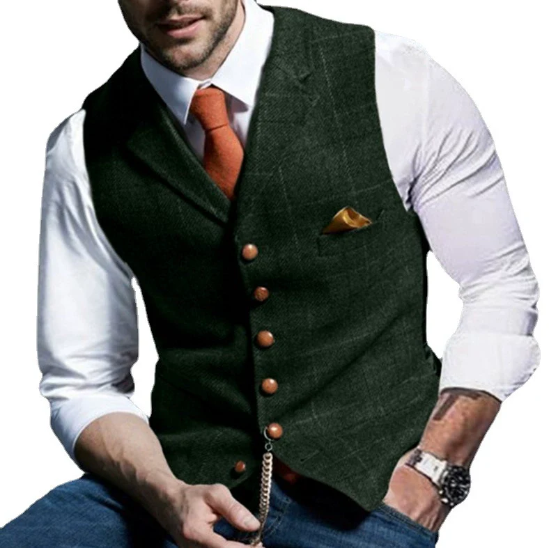 Men's Casual Plaid Vest Men's Slim Fit Vest