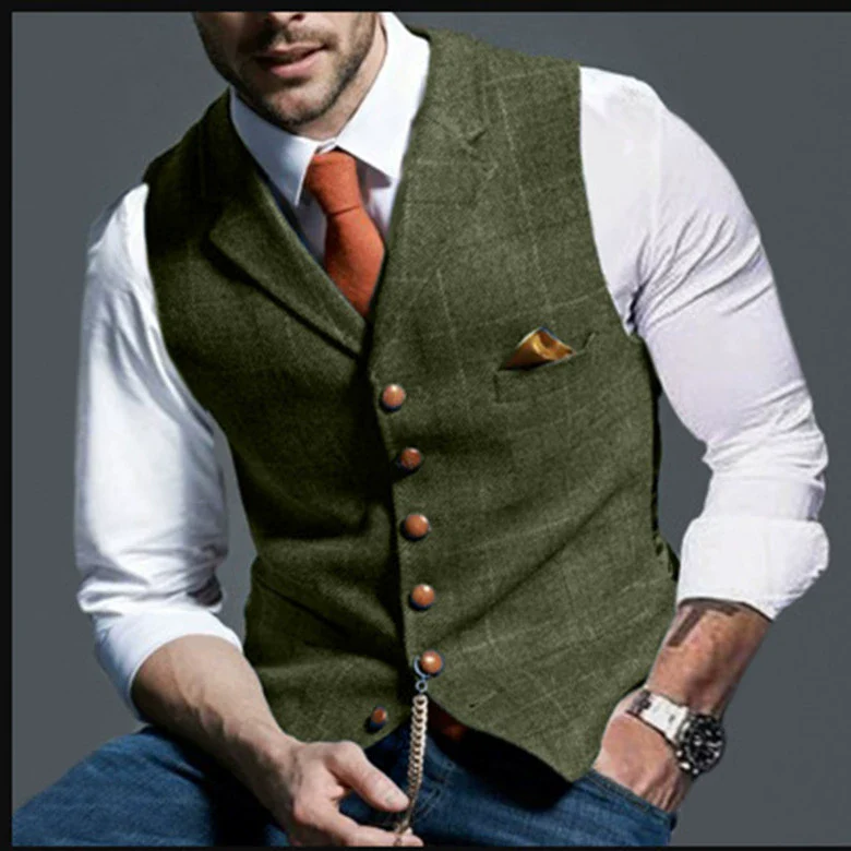Men's Casual Plaid Vest Men's Slim Fit Vest