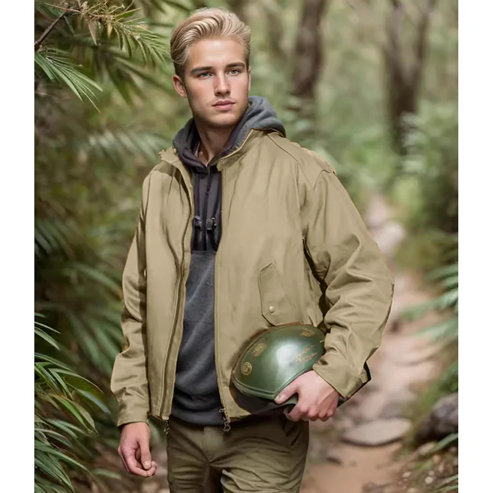 Men's Solid Colour Zip Jacket Coat
