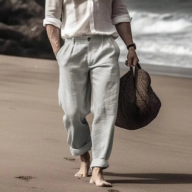 Outdoor breathable cotton and linen loose casual trousers