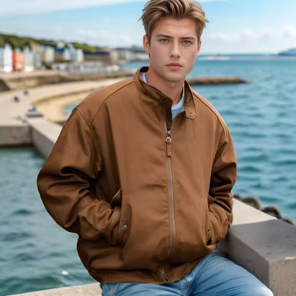 Men's Solid Colour Zip Jacket Coat