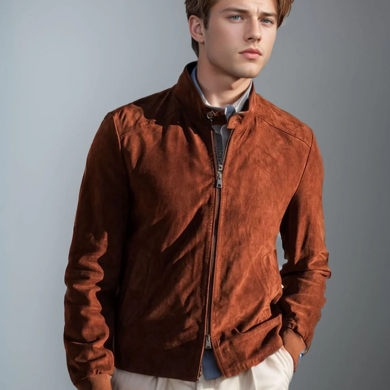 New men's casual fashion solid colour jacket
