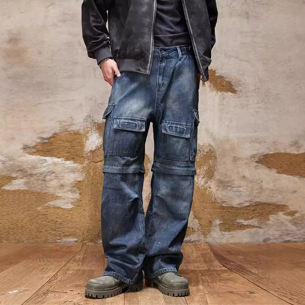 Men's Jeans Vintage Splash Ink Workwear Pants