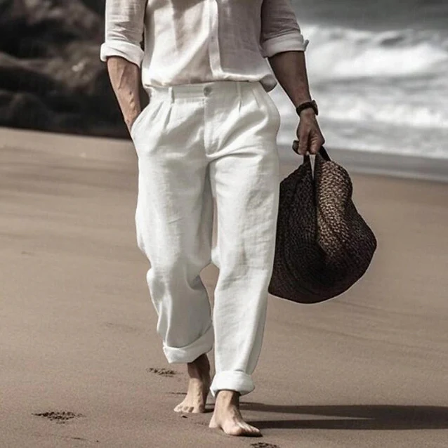Outdoor breathable cotton and linen loose casual trousers