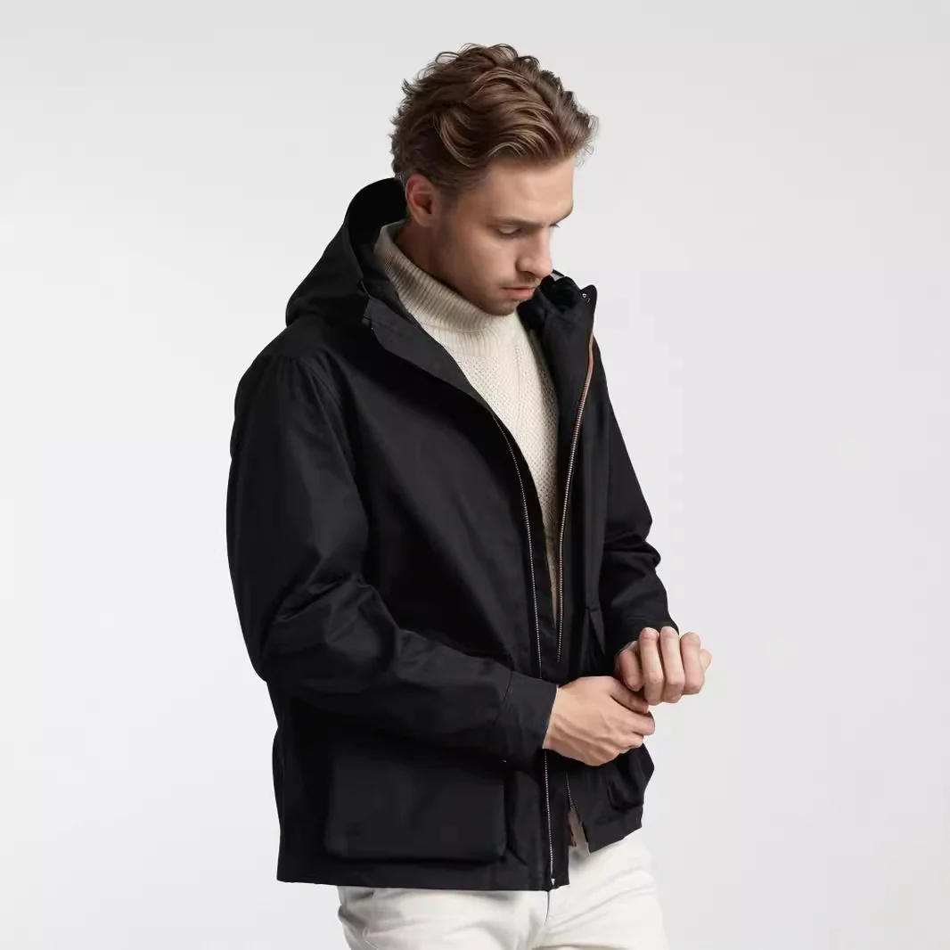 Simple commuter hooded jacket windbreaker men