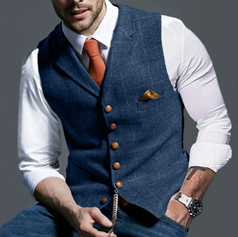 Men's Casual Plaid Vest Men's Slim Fit Vest