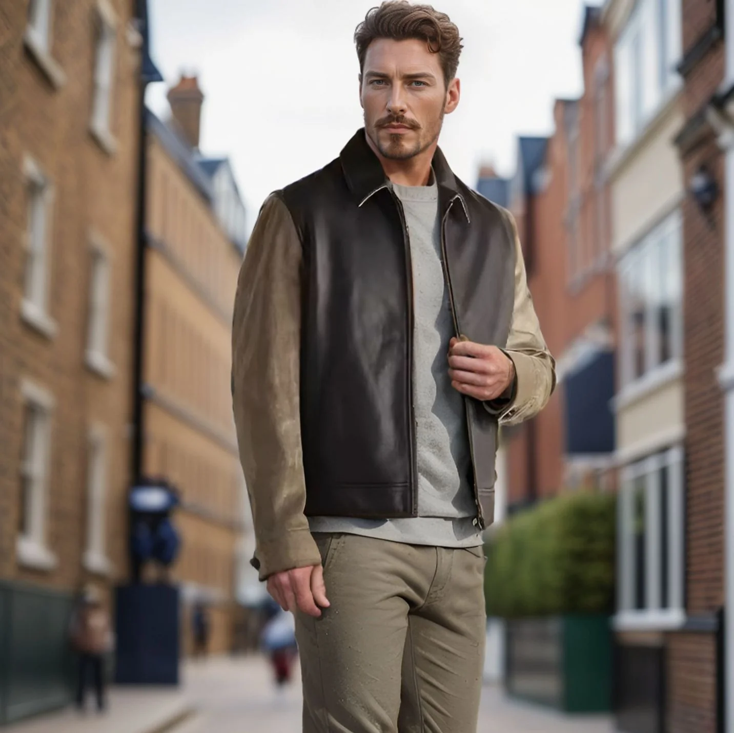 Men's PU Leather Patchwork Baseball Jersey