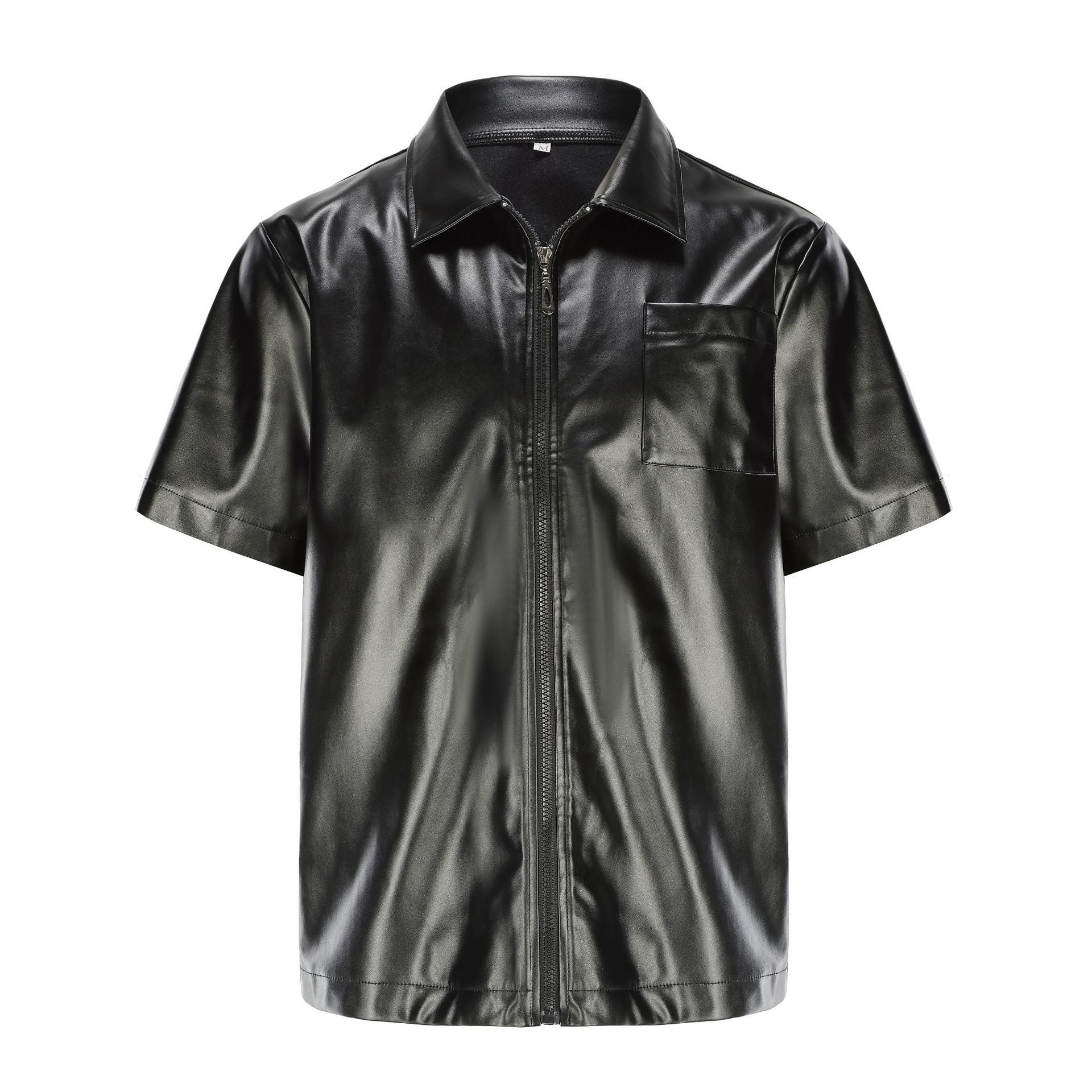 Casual Short Sleeve Leather Jacket Vest