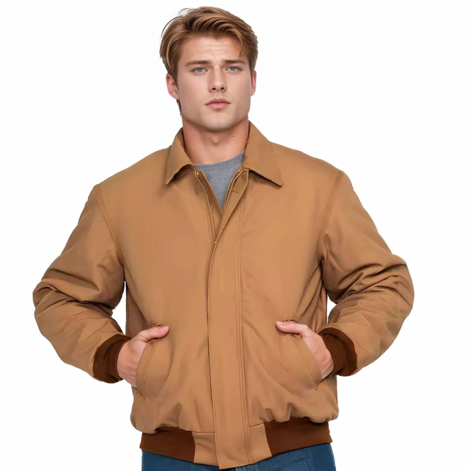 Ribbed colour blocked lapel zip up jacket