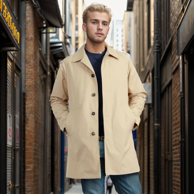 Mens Lapel Slim Fit Single Breasted Casual Jacket