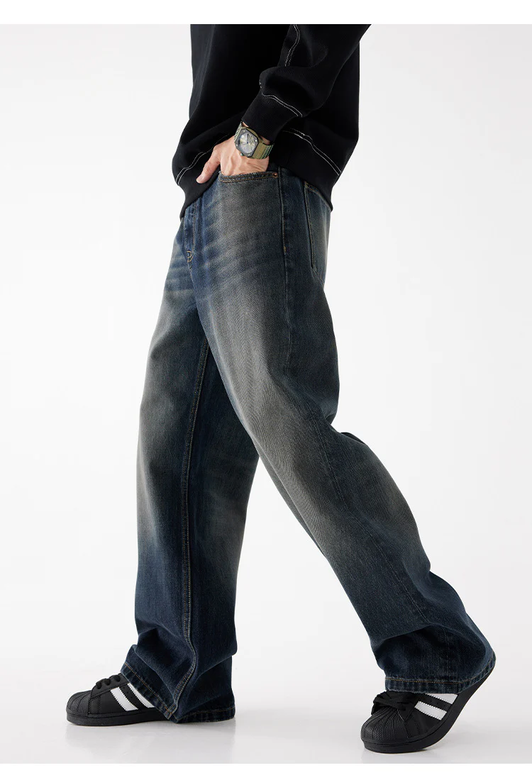 New men's jeans American wide-legged