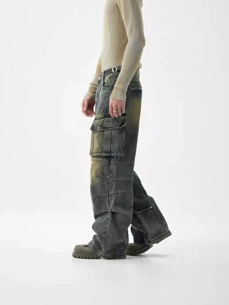 New men's straight leg loose jeans