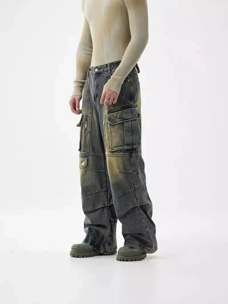 New men's straight leg loose jeans