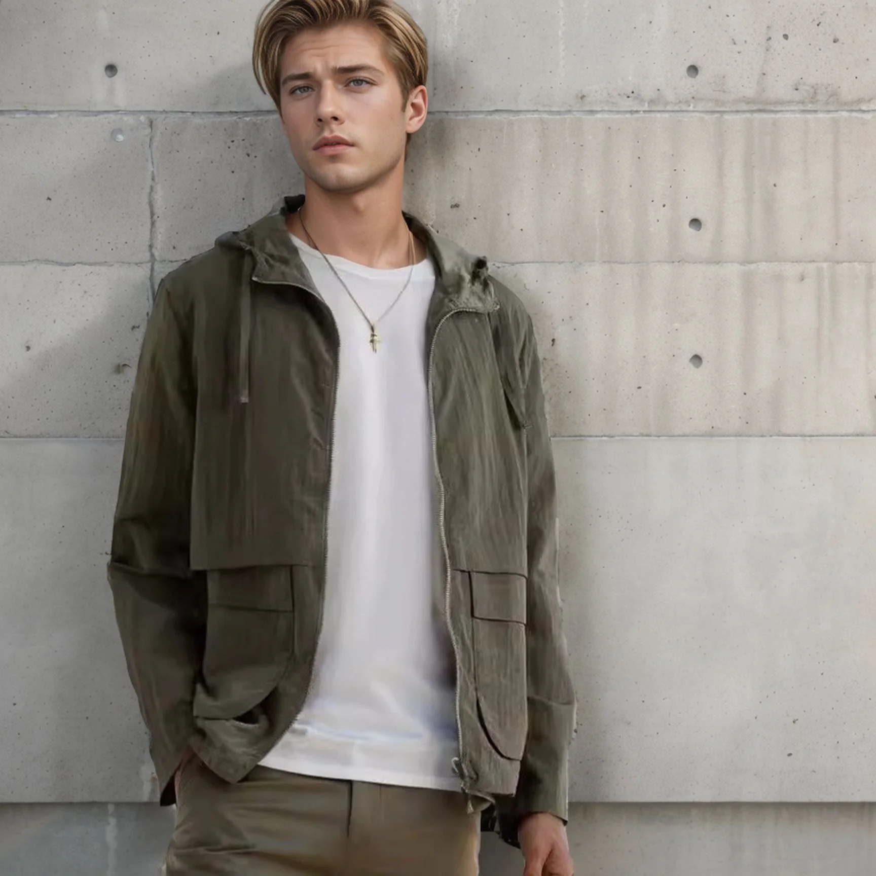 Men's Solid Colour Zip Up Sun Shirt Sun Protector