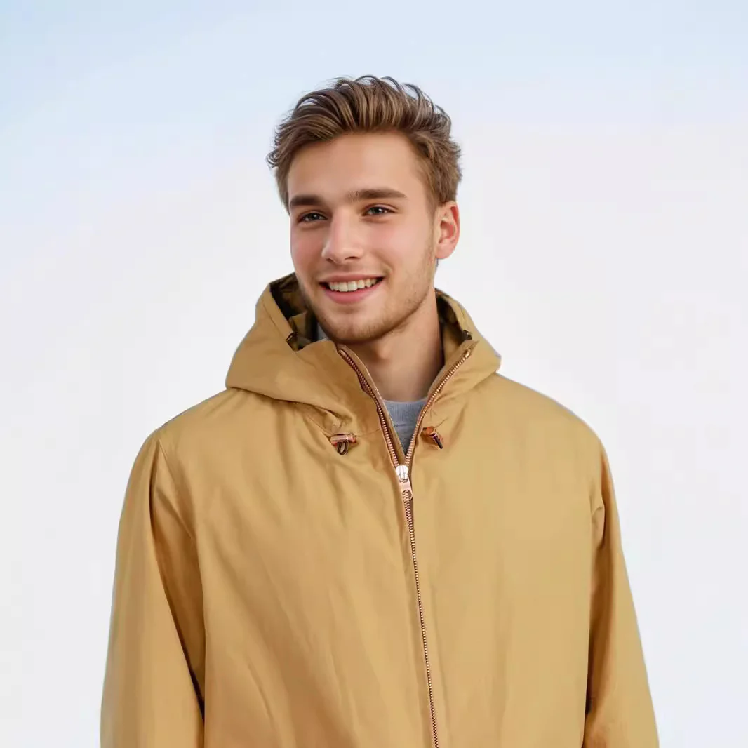 Simple commuter hooded jacket windbreaker men