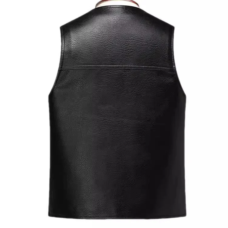 V-neck PU leather waistcoat men's waistcoats