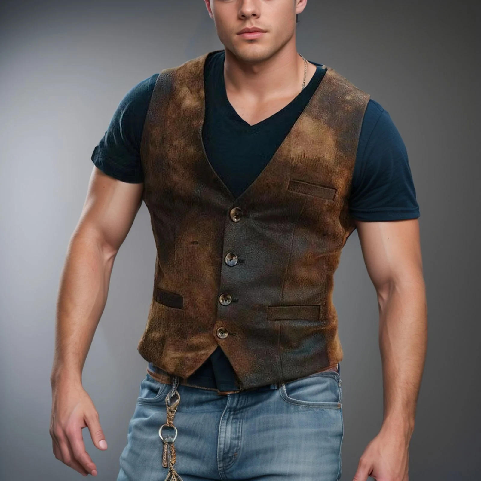 Stylish vintage men's trendy waistcoat
