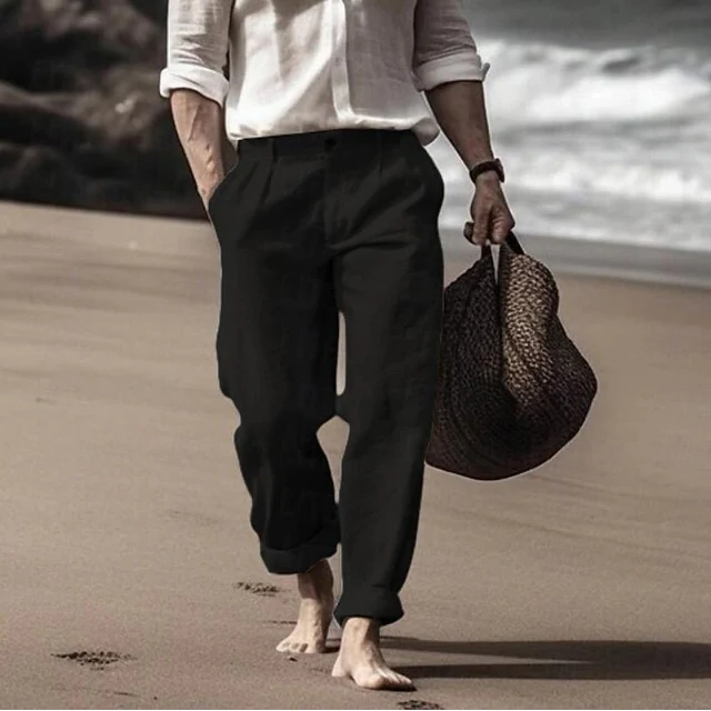 Outdoor breathable cotton and linen loose casual trousers