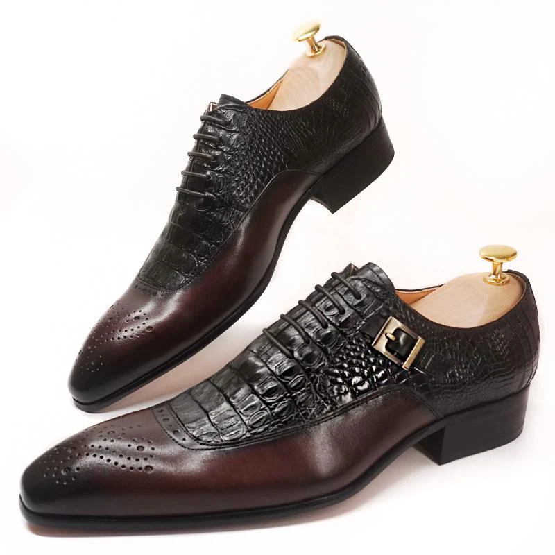 2021 new men's oxford shoes with pointed toe brown black classic men's formal shoes pattern leather formal men's shoes