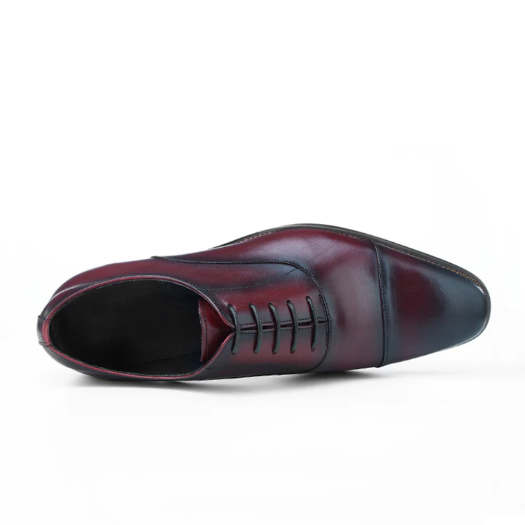 Square toe three-joint handmade British toe layer cowhide formal business shoes