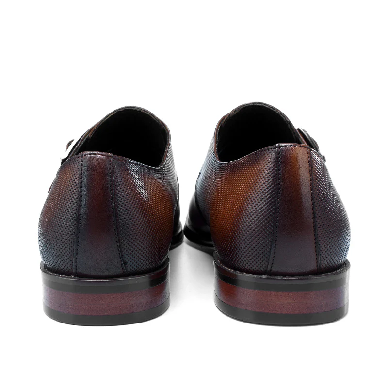 Small square toe shoes business side buckle color matching handmade leather shoes