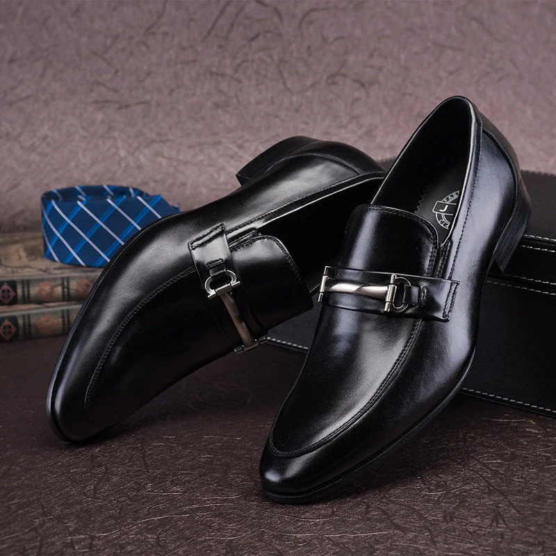 Spring casual business slip-on leather shoes pointed toe formal leather shoes