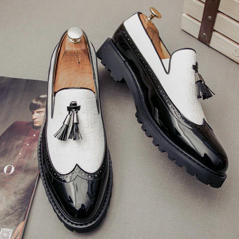 Casual Men's Dress Shoes With Tassel Flat Heel Loafers