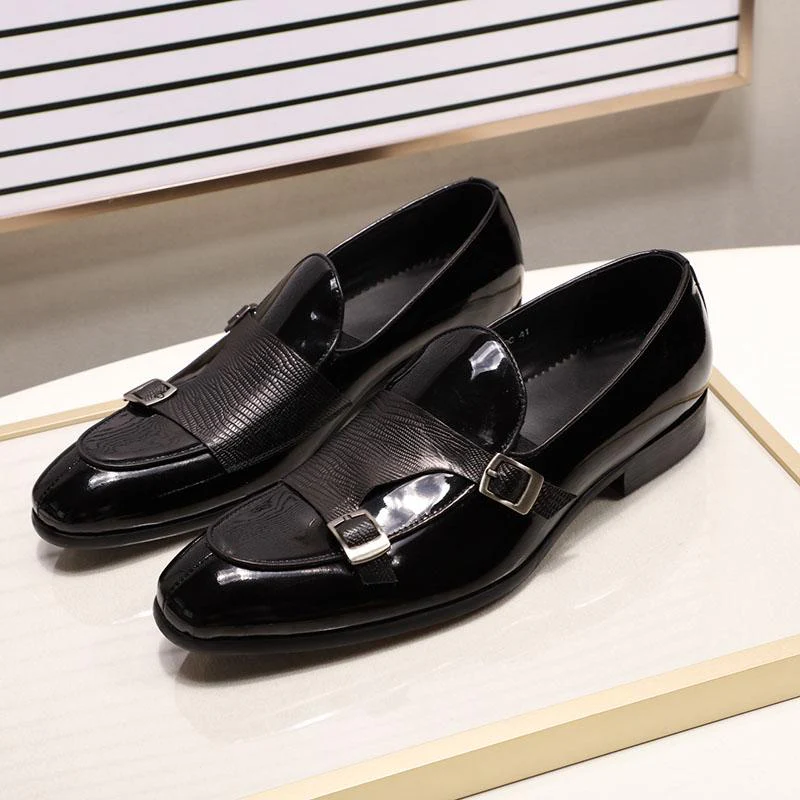 FASHION PATENT LEATHER MONK STRAP MEN'S LOAFER SHOES