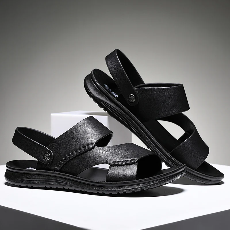 Leather summer new trendy drag dual-purpose beach shoes fashion sandals