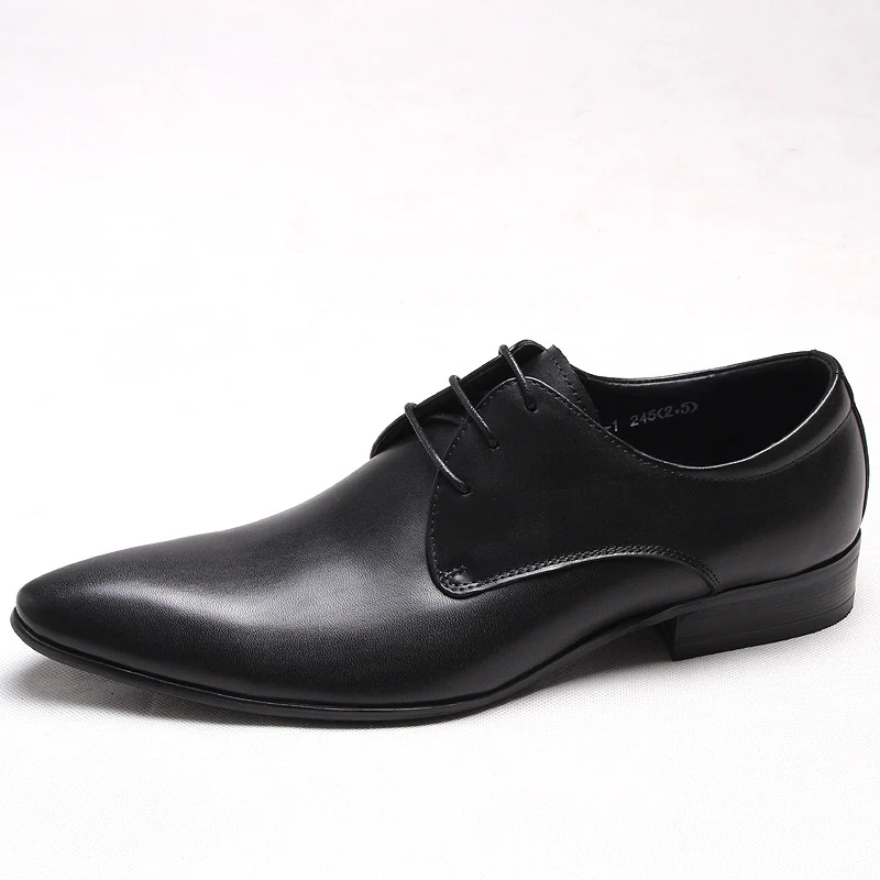 New Italian formal leather shoes pointed toe lace-up breathable business pedicure men's shoes
