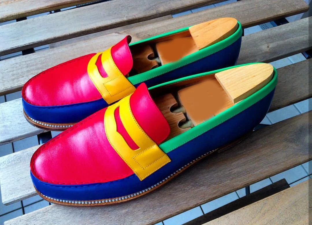 Multi Color Leather Loafer Slip On Dress Shoes