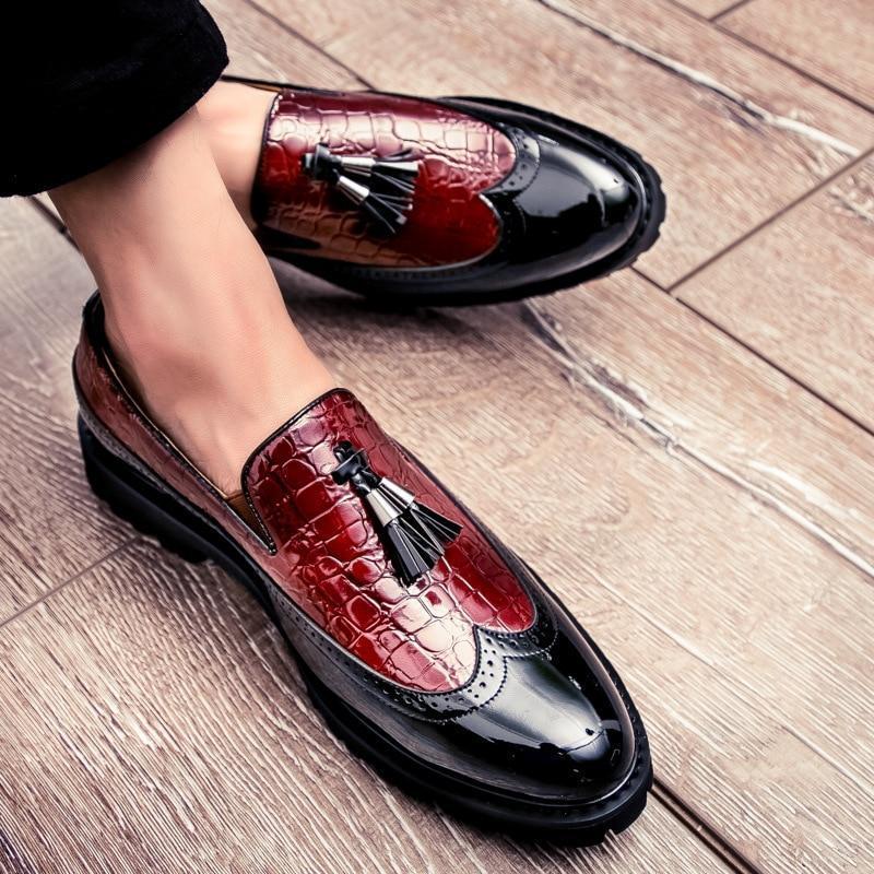 Casual Men's Dress Shoes With Tassel Flat Heel Loafers