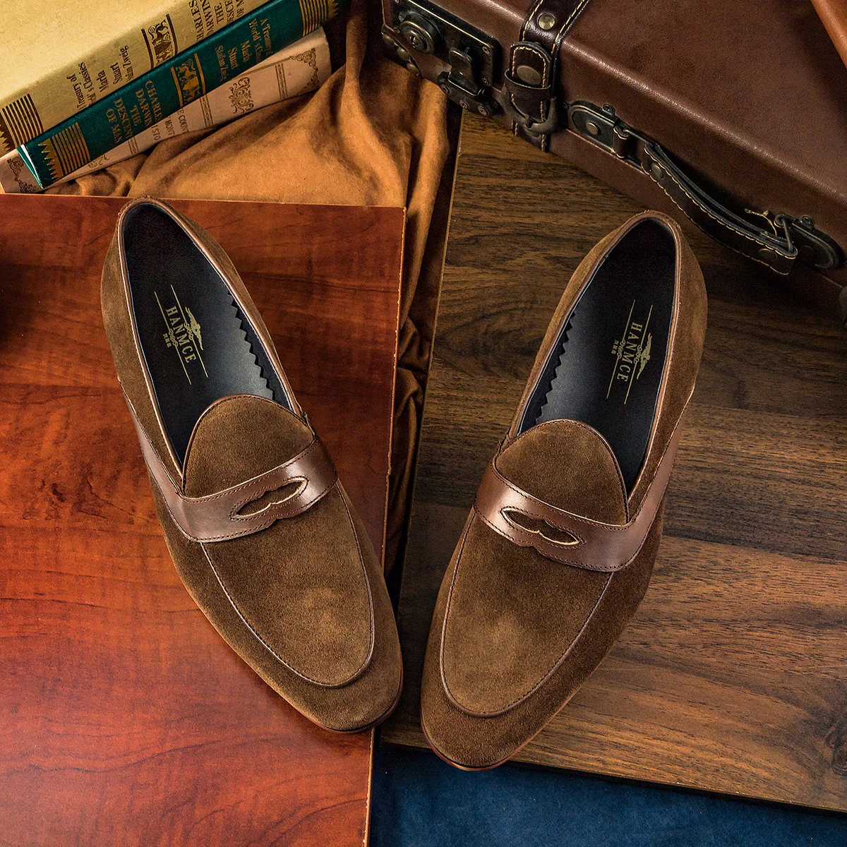 Men_s Dress Shoes High quality suede brown Slip-on shoes Loafers